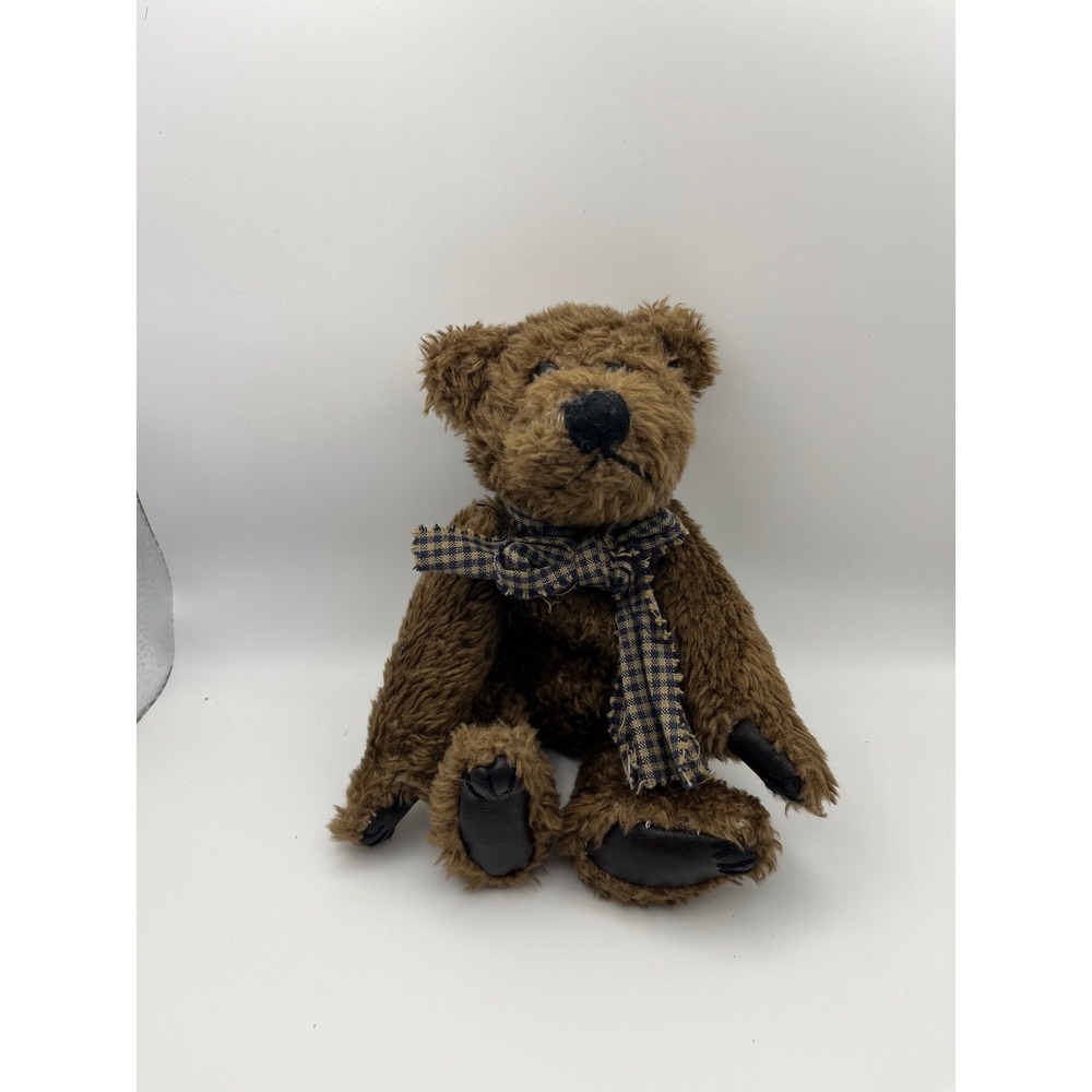 Boyds Collection J.B. Bean Series Vintage Brown Teddy Bear Checkered Scarf Plush